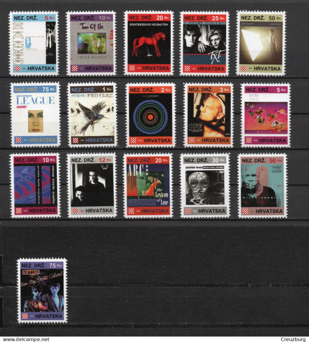 Cabaret Voltaire - Briefmarken Set Aus Kroatien, 16 Marken, 1993. Unabhängiger Staat Kroatien, NDH. - Croatie