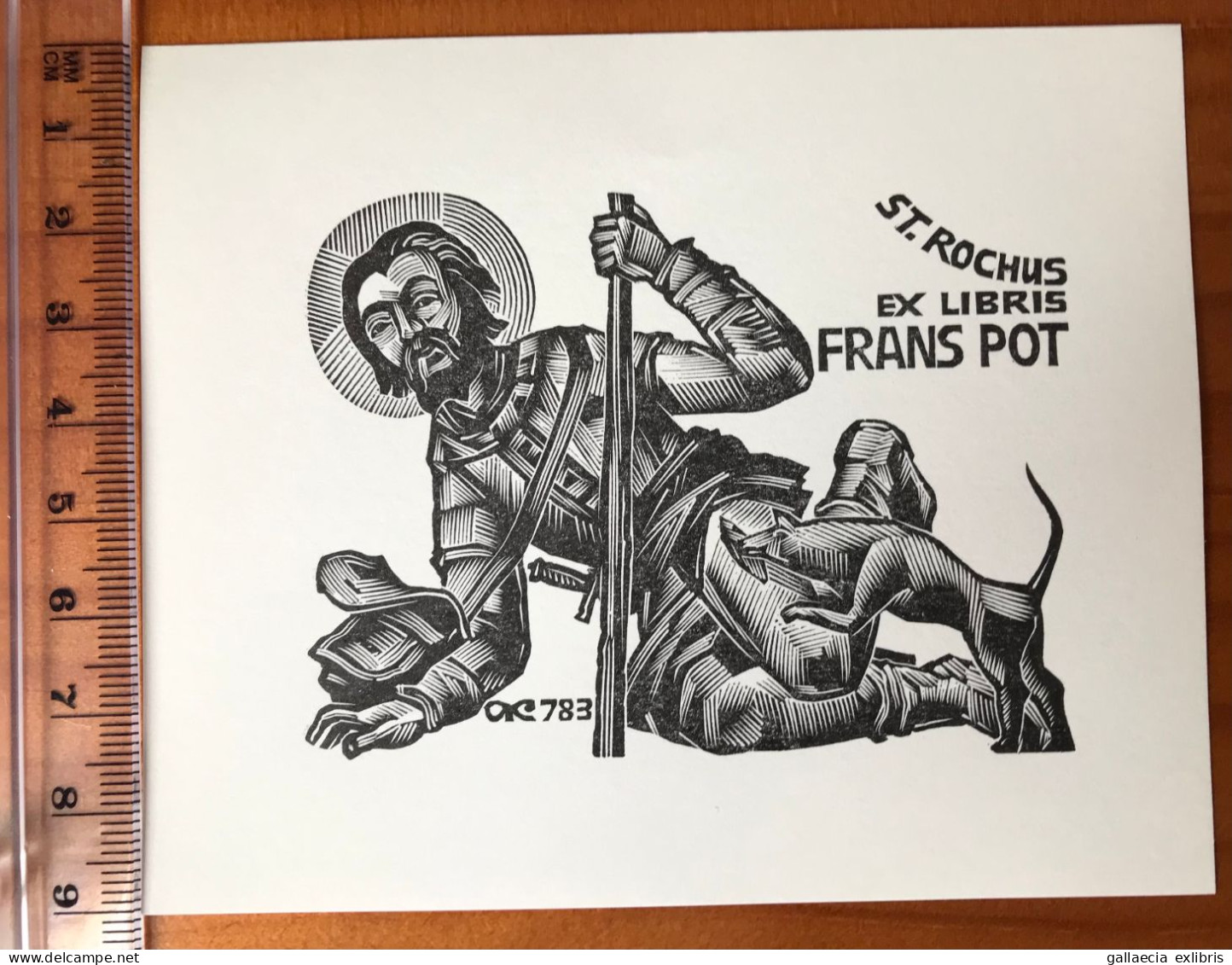 Ex-libris Kalashnikov. Saint Roch De Montpellier Chien. Exlibris Kalashnikov. Saint Rochus Roch Dog - Bookplates