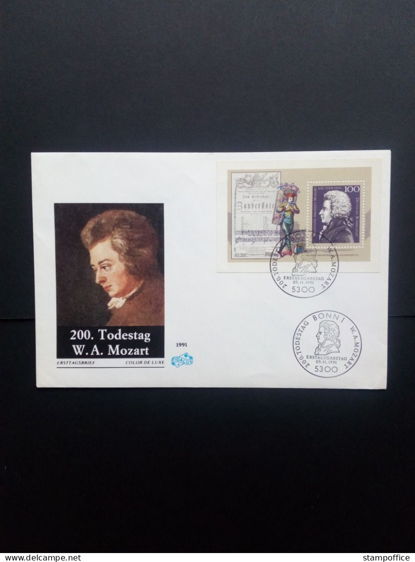 DEUTSCHLAND BLOCK 26 FDC(FIDACOS) 200. TODESTAG VON WOLFGANG AMADEUS MOZART 1991 - Autres & Non Classés