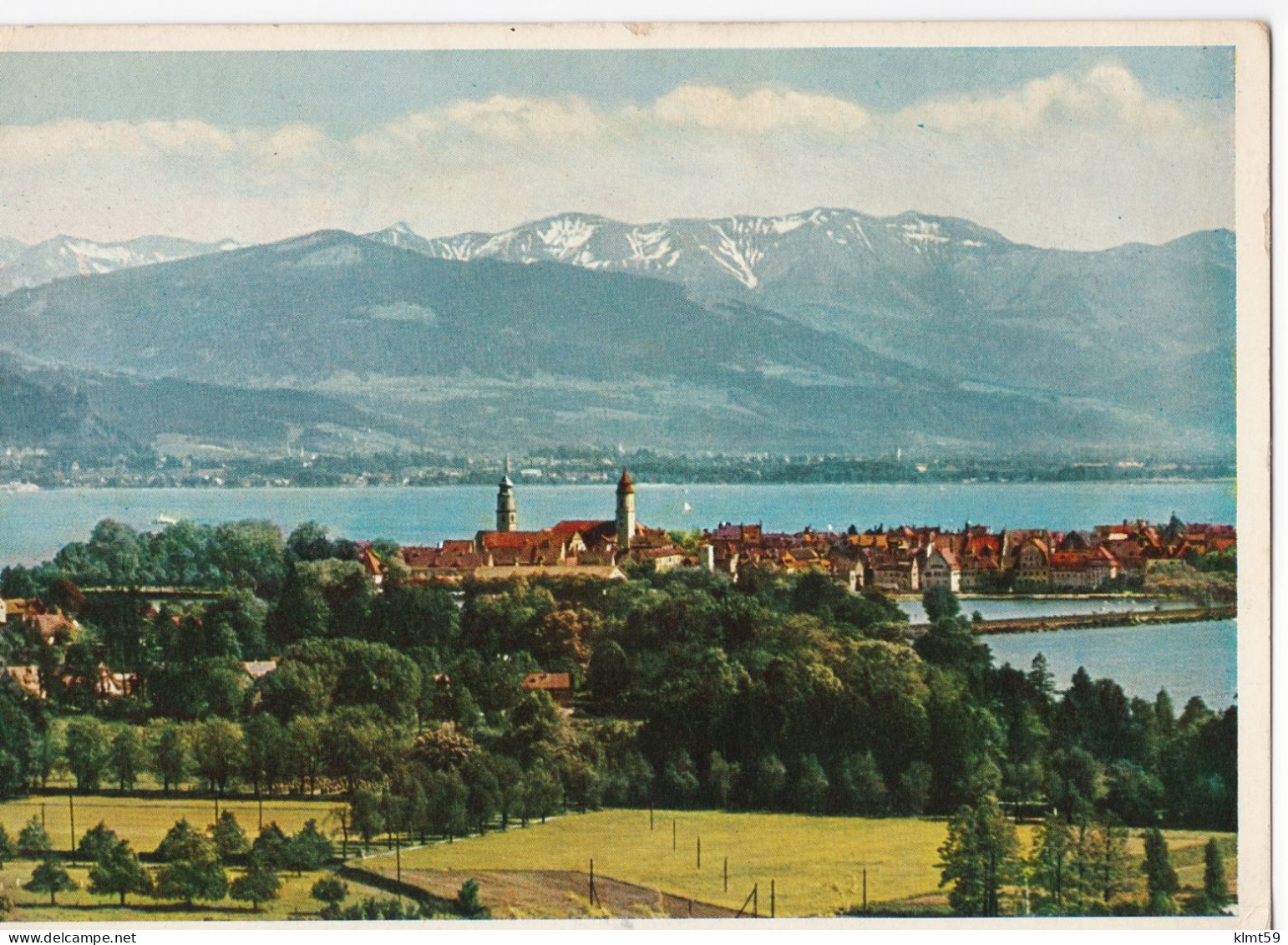 Blick Vom Hoyerberg Auf Lindau Am Bodensee Und Bregenz Mit Gebirge - Lindau A. Bodensee