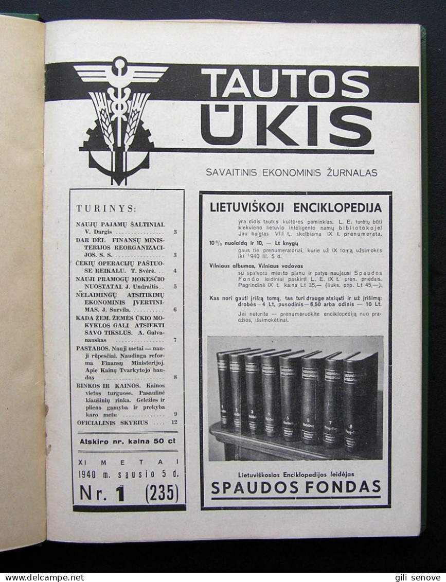 Lithuanian Magazine / Tautos ūkis 1940 - Informations Générales