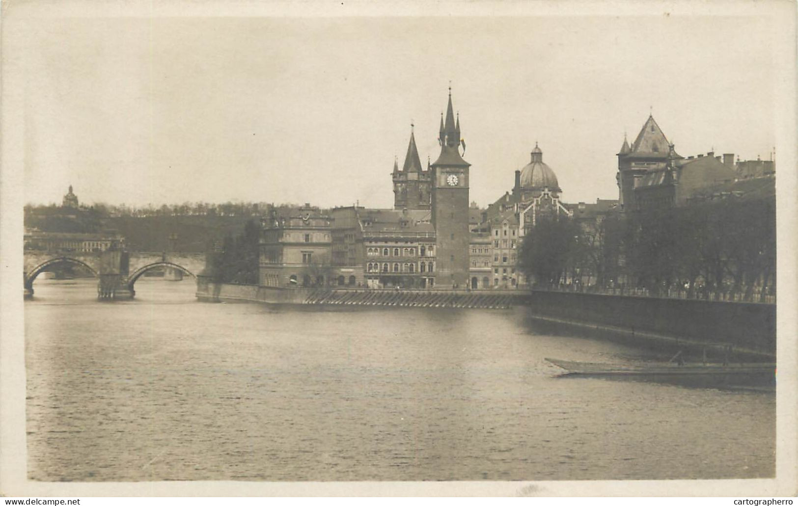 Postcard Czech Republic Prague Bridge Clocktower - Tchéquie