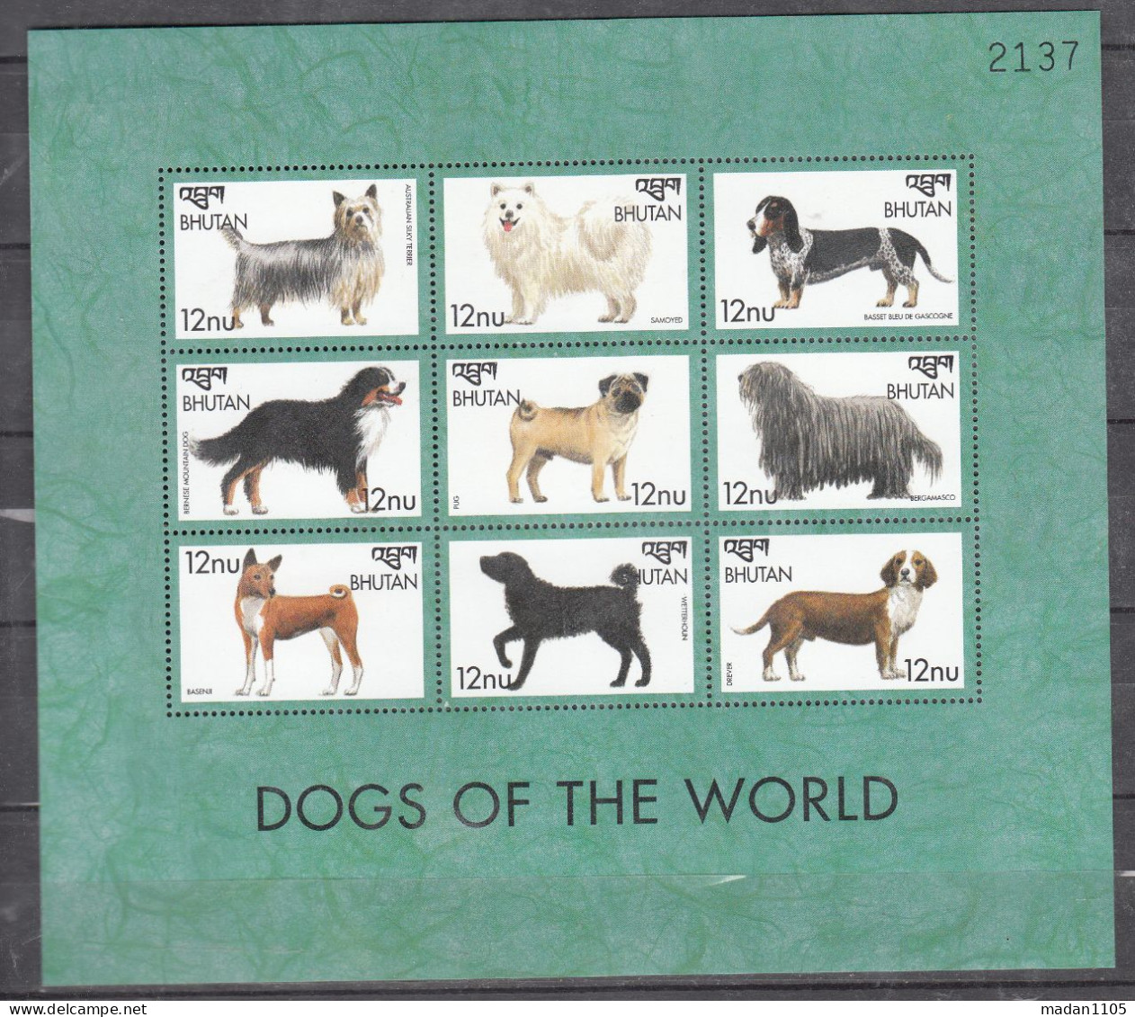 BHUTAN, 1999, Dogs  Of The World, Sheetlet, 1 V,   MNH, (**) - Bhutan