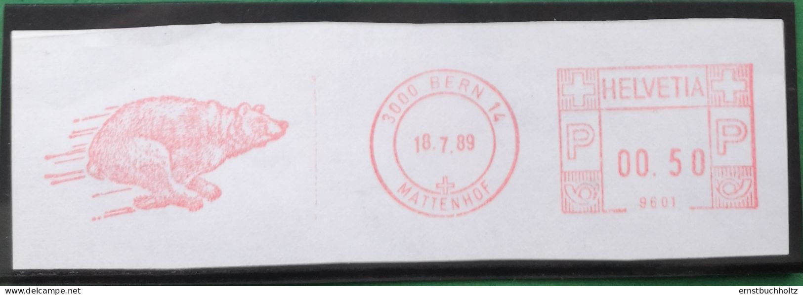 Schweiz Briefstück 1989 Maschinenstempel Bär Mit Tempo - Used Stamps
