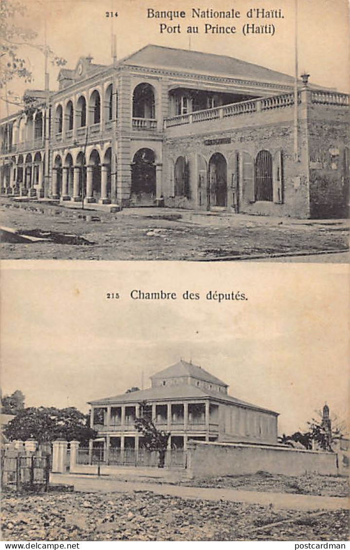 Haiti - PORT AU PRINCE - Banque Nationale - Chambre Des Députés - Publ. Pharmacie Centrale 214215 - Haïti