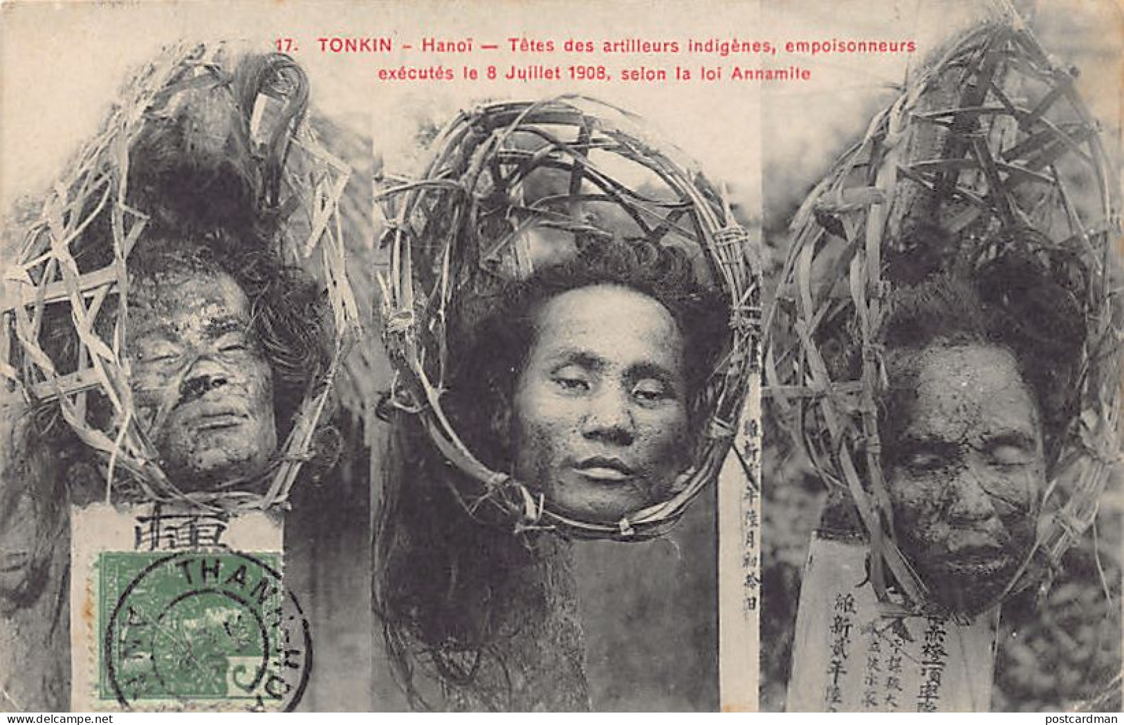 Viet-Nam - HANOÏ - Têtes Des Artilleurs Indigènes, Empoisonneurs Exécutés Le 8 Juillet 1908, Selon La Loi Annamite - Ed. - Vietnam