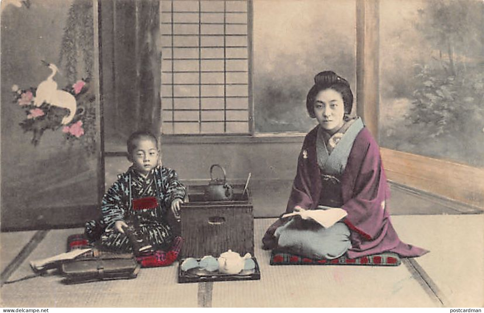 Japan - Geisha And Her Son Taking Tea - Autres & Non Classés