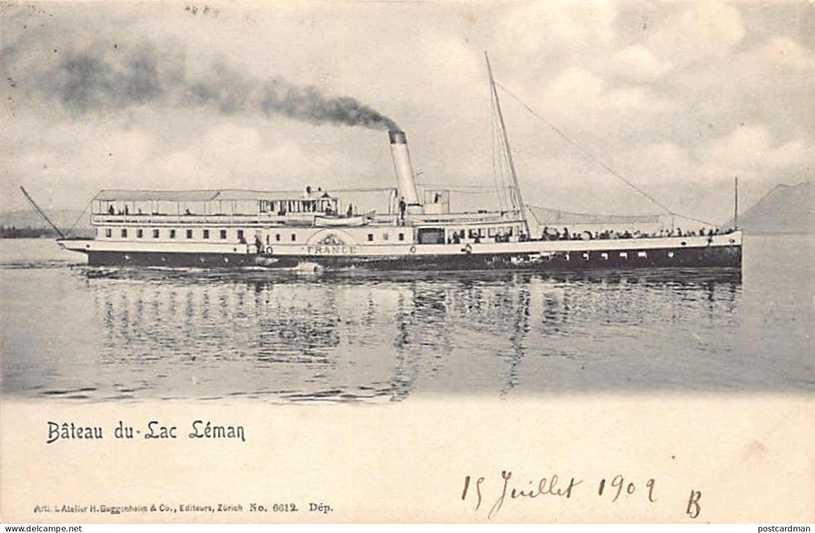 LAUSANNE (VD) Lac Léman - Bateau Salon France - Ed. H. Guggenheim 6612 - Lausanne