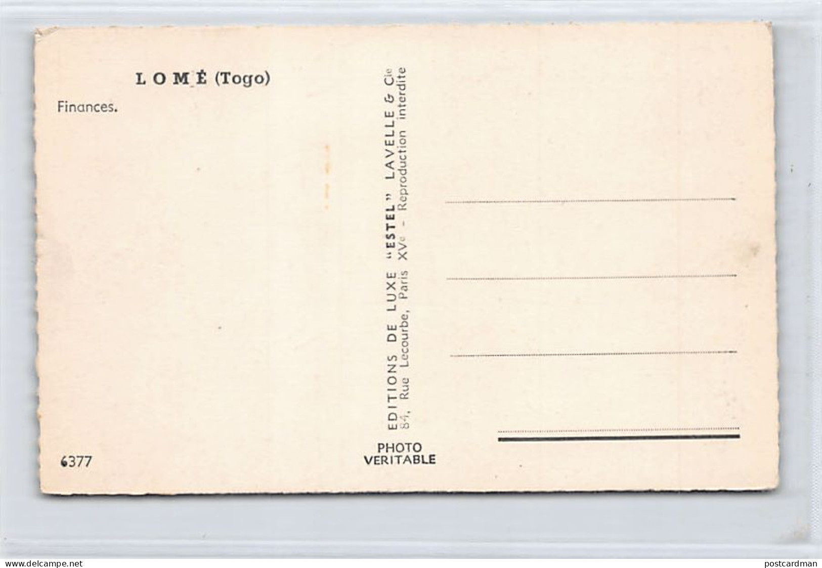 Togo - LOMÉ - Finances - Ed. Lavelle & Cie 6377 - Togo