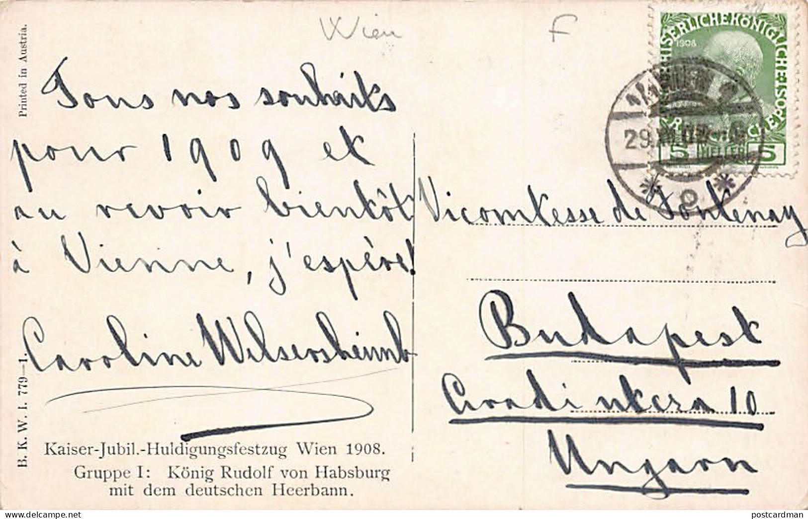 Österreich - Wien - Kaiser-Jubil.-Huldigungsfestung Wien 1908 - König Rudolf Von Habsburg Mit Dem Deutschen Heerbann - V - Other & Unclassified