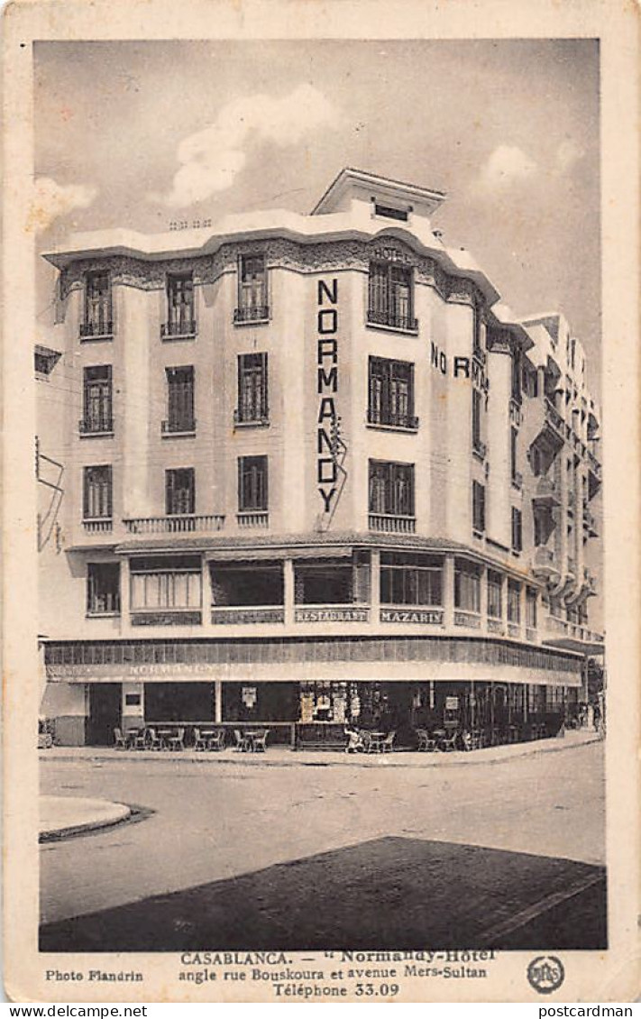 Maroc - CASABLANCA - Normandy-Hôtel, Angle Rue Bouskoira Et Avenue Mers-Sultan - Ed. Flandrin  - Casablanca