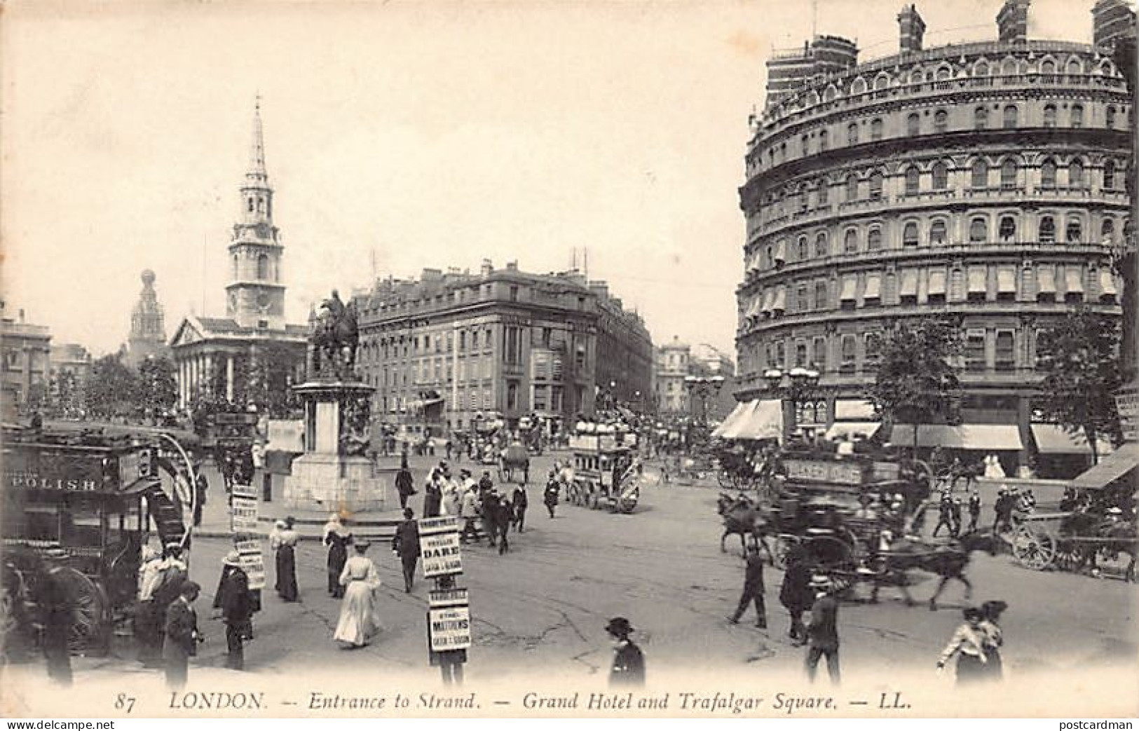 England - LONDON Entrance To Strand, Grand Hotel And Trafalgar Square- Publisher Levy LL 87 - Trafalgar Square