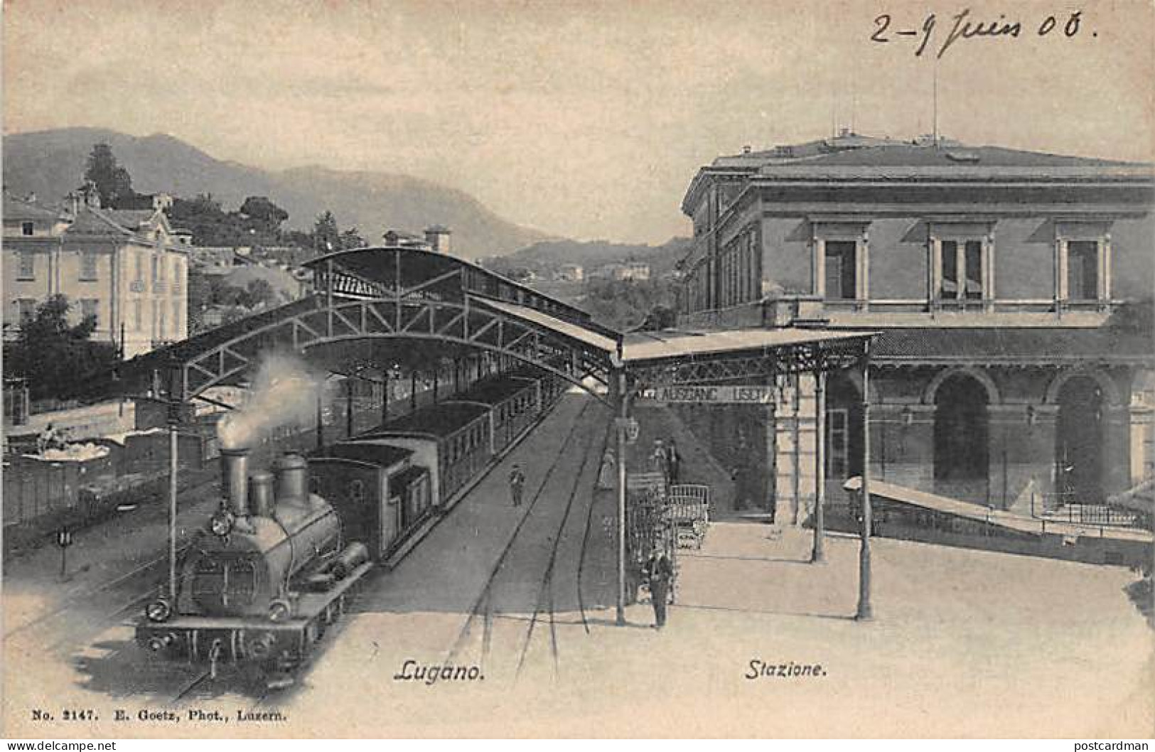 LUGANO - Stazione - Railway Railroad Station - Ed. Goetz 2147. - Lugano