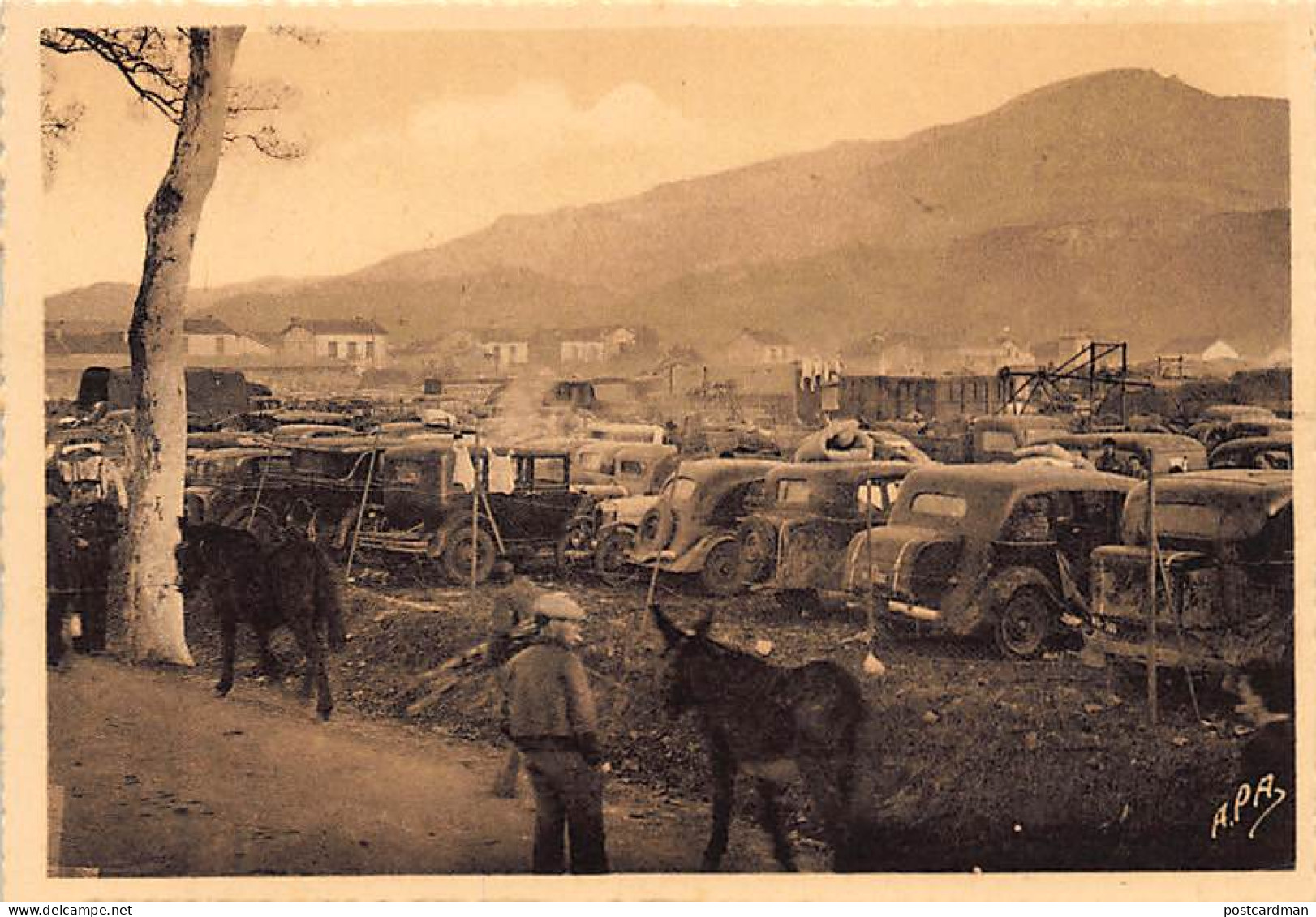 GUERRA CIVIL - Retirada - Parque De Coches En El Boulou - Ed. APA 23. - Sonstige & Ohne Zuordnung