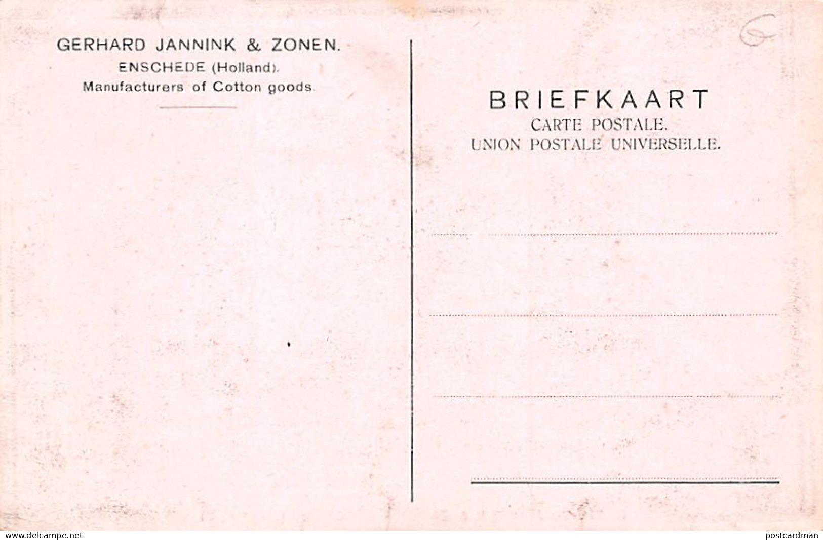 ENSCHEDE (OV) Gerhard Jannink & Zonen - Vervaardiging Van Katoenen Goederen - Enschede