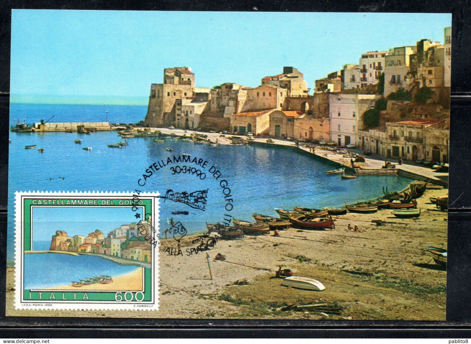 ITALIA REPUBBLICA ITALY 1990 PROPAGANDA TURISTICA TOURISM CASTELLAMMARE DEL GOLFO LIRE 800 CARTOLINA MAXI MAXIMUM CARD - Maximum Cards