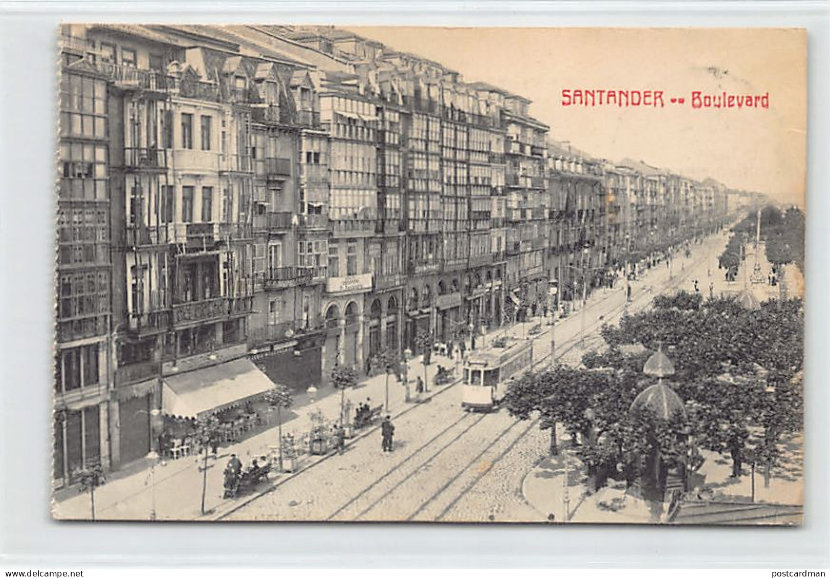 España - SANTANDER - Boulevard - Ed. V. Poblador - Estanco Hnos - Cantabrië (Santander)