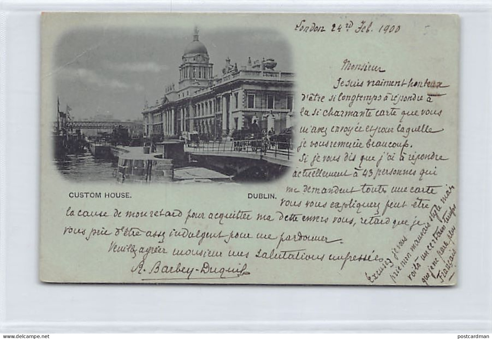 Eire - DUBLIN - Custom House - FORERUNNER SMALL SIZE POSTCARD - Dublin