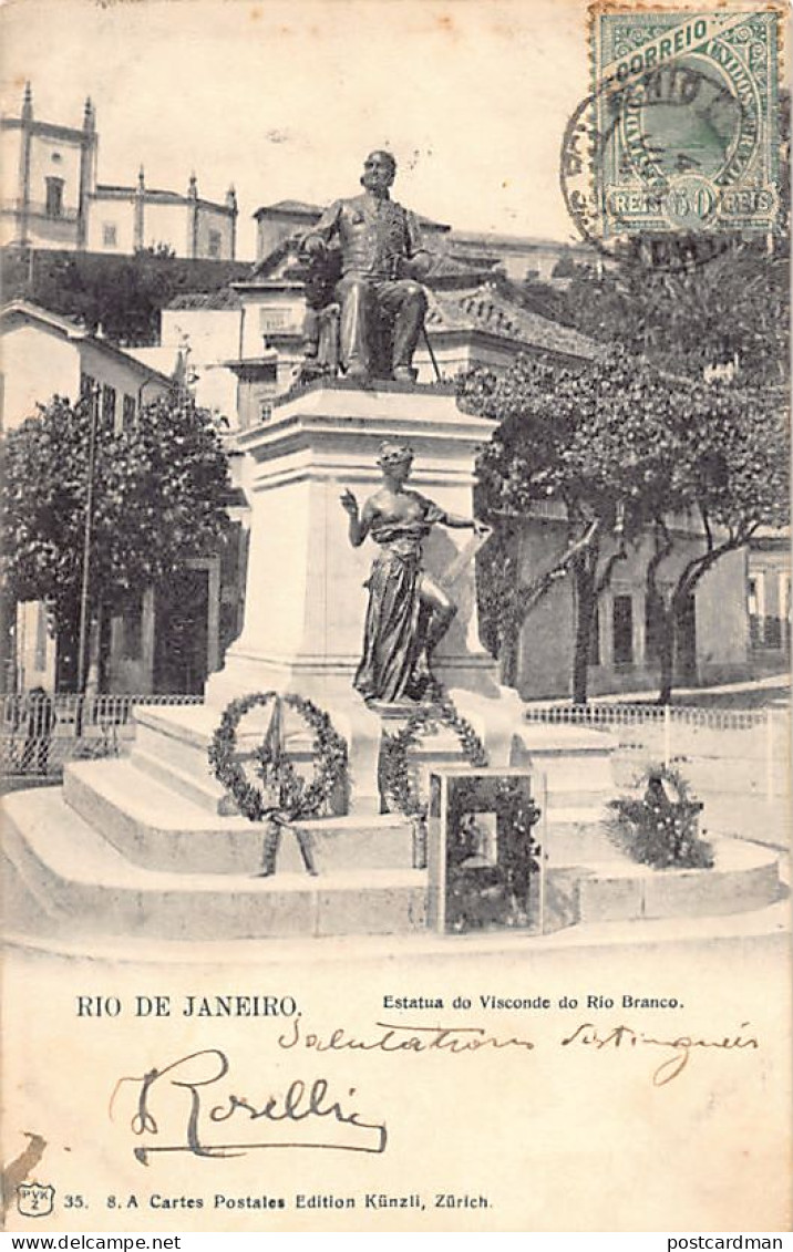 Brasil - RIO - Estatua Do Visconde Do Rio Branco - Ed. Künzli 35 - Other & Unclassified
