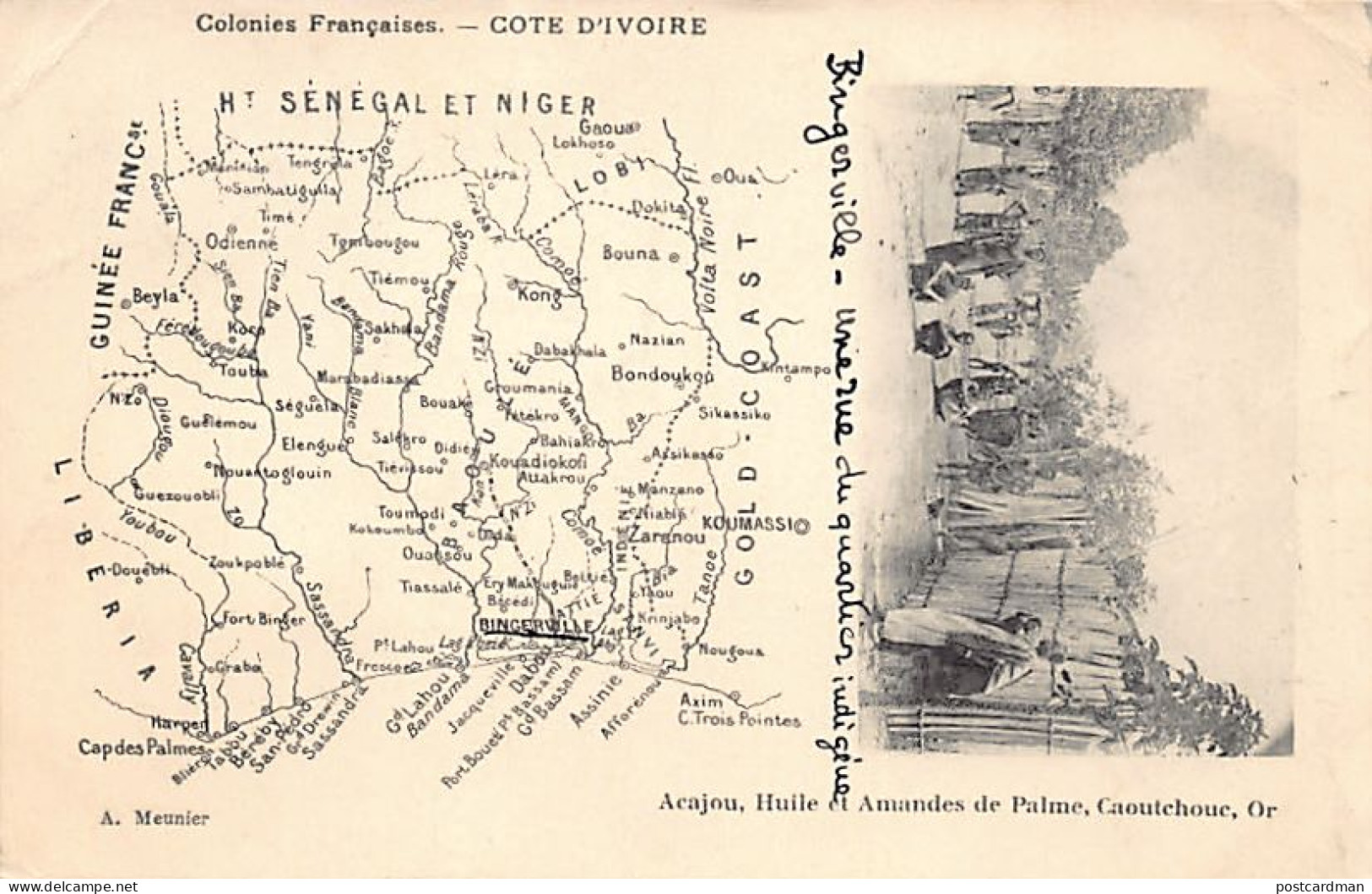 Côte D'Ivoire - Carte Géographique De La Colonie - Ed. A. Meunier  - Ivory Coast