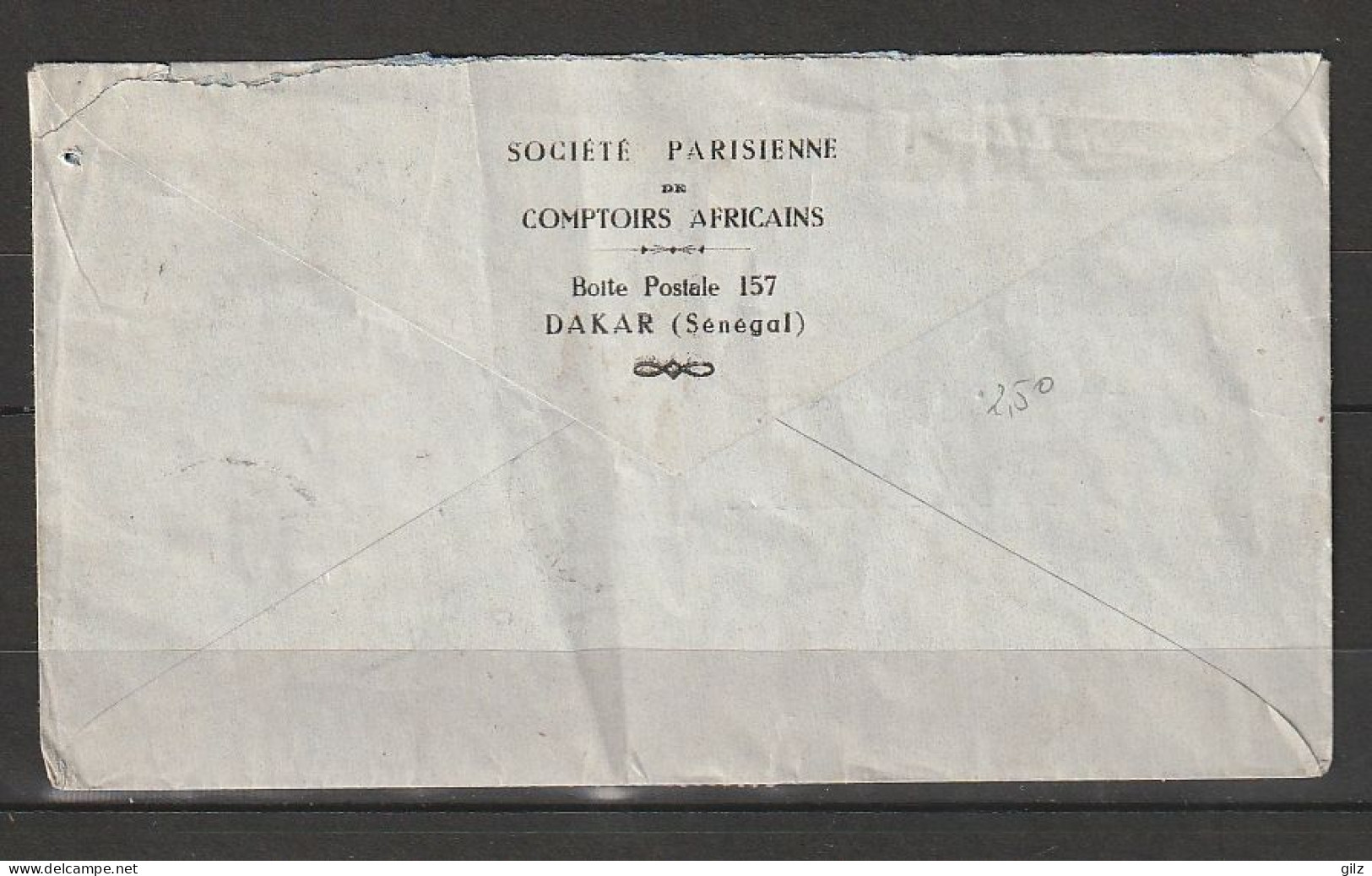 AOF, Lettre Par Avion Dakar (Sénégal --->paris (parfum Chanel)) Timbres Yv :144.145.182 - Briefe U. Dokumente