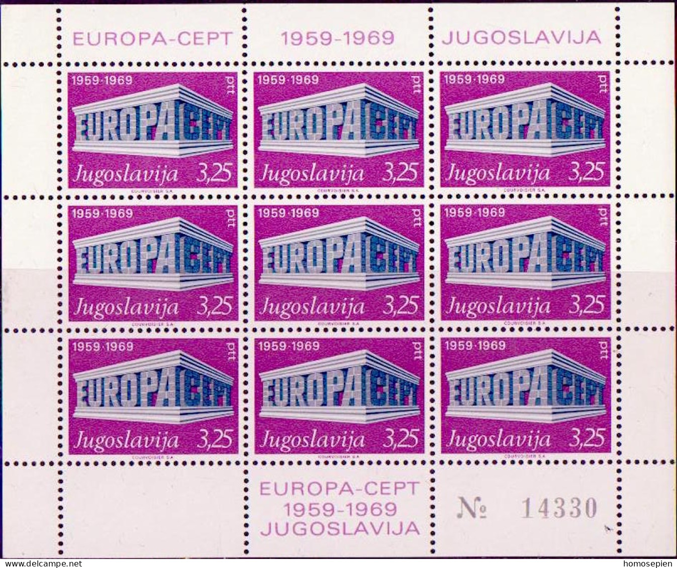 Europa CEPT 1969 Yougoslavie - Jugoslawien - Yugoslavia Y&T N°F1252 à F1253 - Michel N°KB1361I à KB1362I *** - 1969