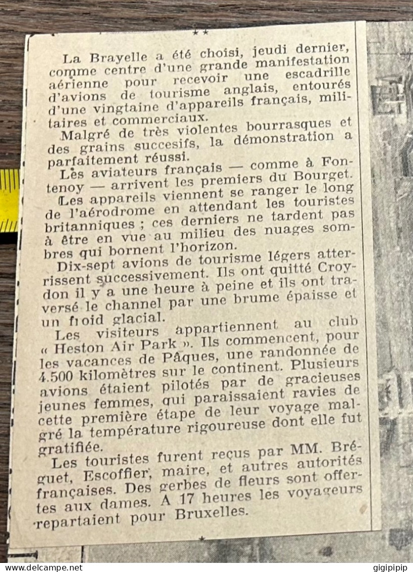1930 GHI17 COUHE, DELEGUE PAR M. LAURENT-EYNAC, REÇU, A LA BRAYELLE, PAR M. BREGUET Heston Air Park - Collections