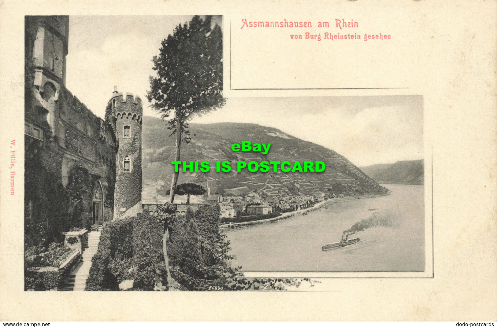 R586958 Assmannshausen Am Rhein. Von Burg Rheinstein Gesehen. W. Fulle. 1908 - Monde