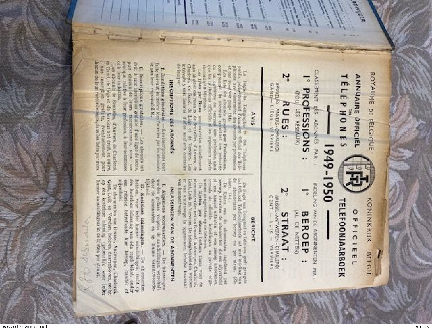 Officieel Telefoonboek - België 1949-1950 = Beroepengids ( Gewicht 4.6 Kg - 3325 Paginas)  21 X 26 X 11 Cm - Andere & Zonder Classificatie