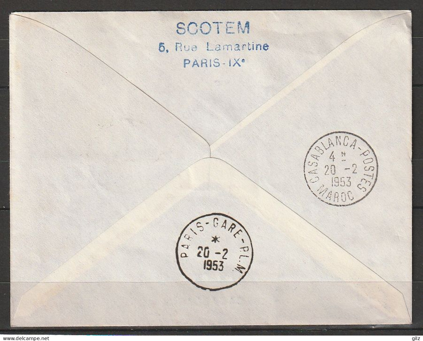 LETTRE 19.02.1953  YT 936 +806 Par Avion à Reaction Paris Casablanca - Lettres & Documents