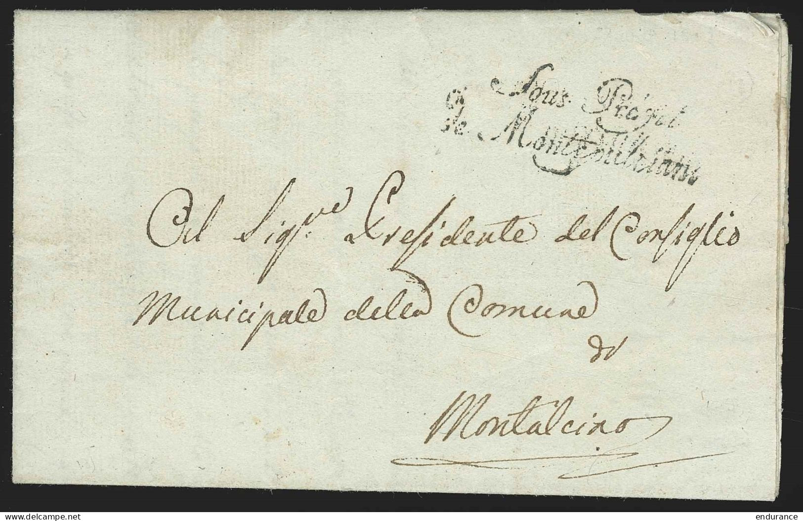 L. 1812 De Montepulciano Cursive "Sous Préfet/de Montepulciano Pour Ev - 1. ...-1850 Vorphilatelie