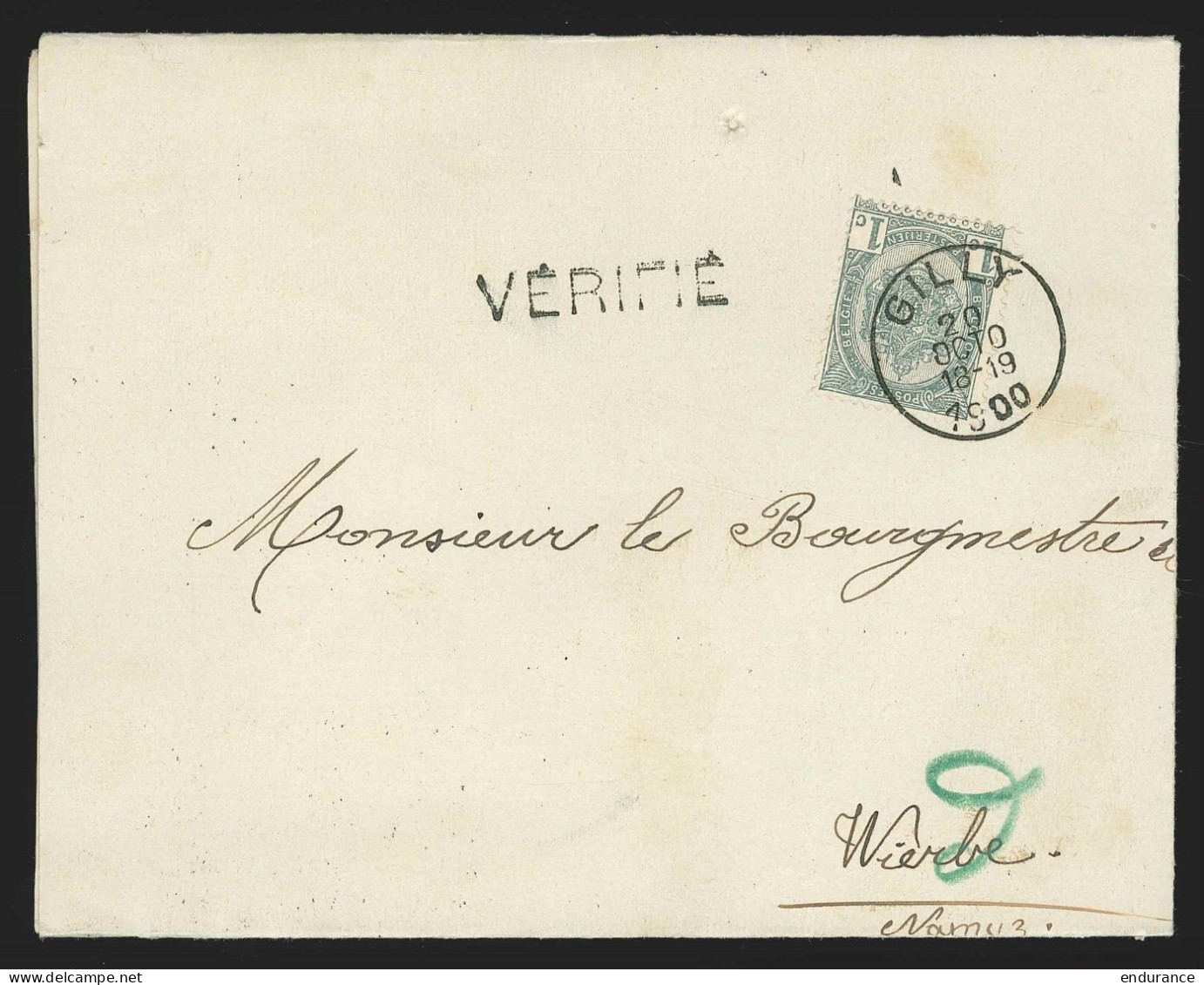 Imprimé Affr. N°53 De GILLY/1900 + VERIFIE Pour Wierde - 1893-1907 Coat Of Arms