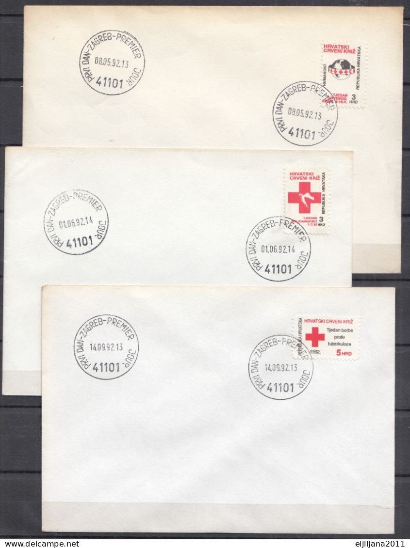 ⁕ CROATIA 1992 Hrvatska ⁕ Charity Stamp, Red Cross / Tuberculosis Mi.21,22,24 ⁕ 3v First Day Cover / Premier Jour - Croatia