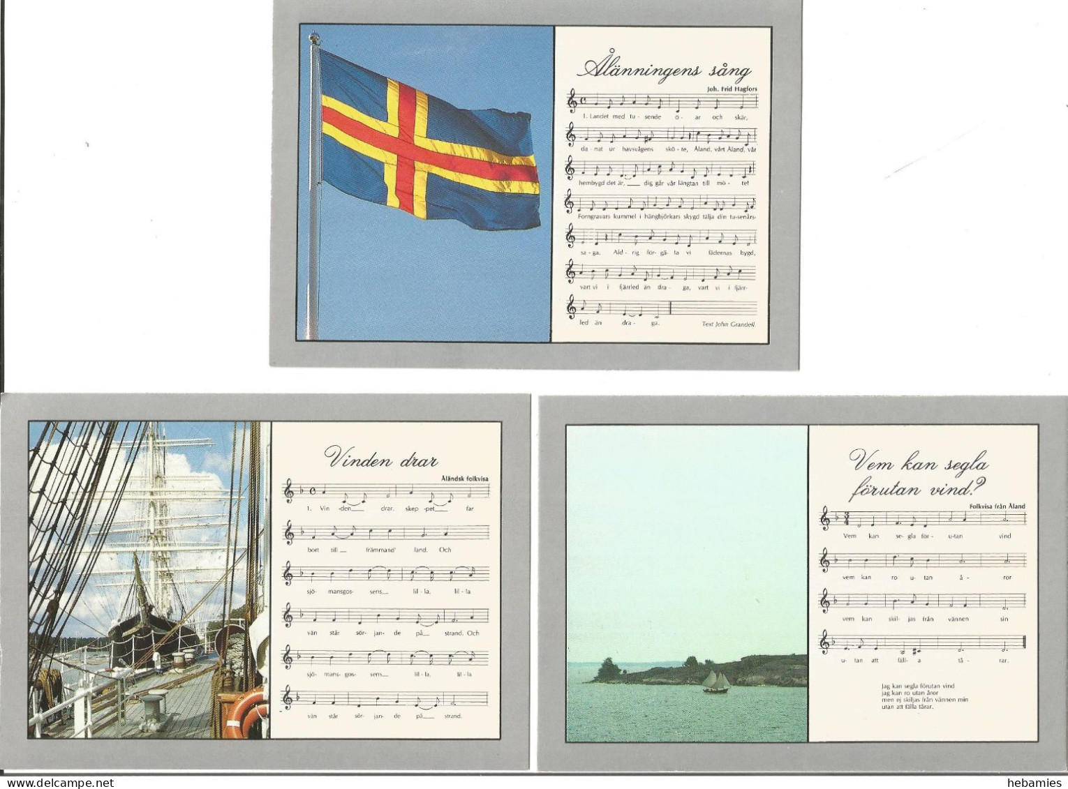 ÅLAND - TRADITIONAL SONGS - 3 POSTCARD LOT - FINLAND - - Finlande