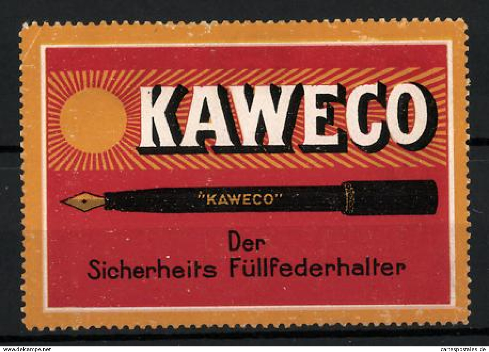 Reklamemarke KAWECO - Sicherheits-Füllfederhalter, Schreibstift Und Firmenlogo  - Erinnophilie