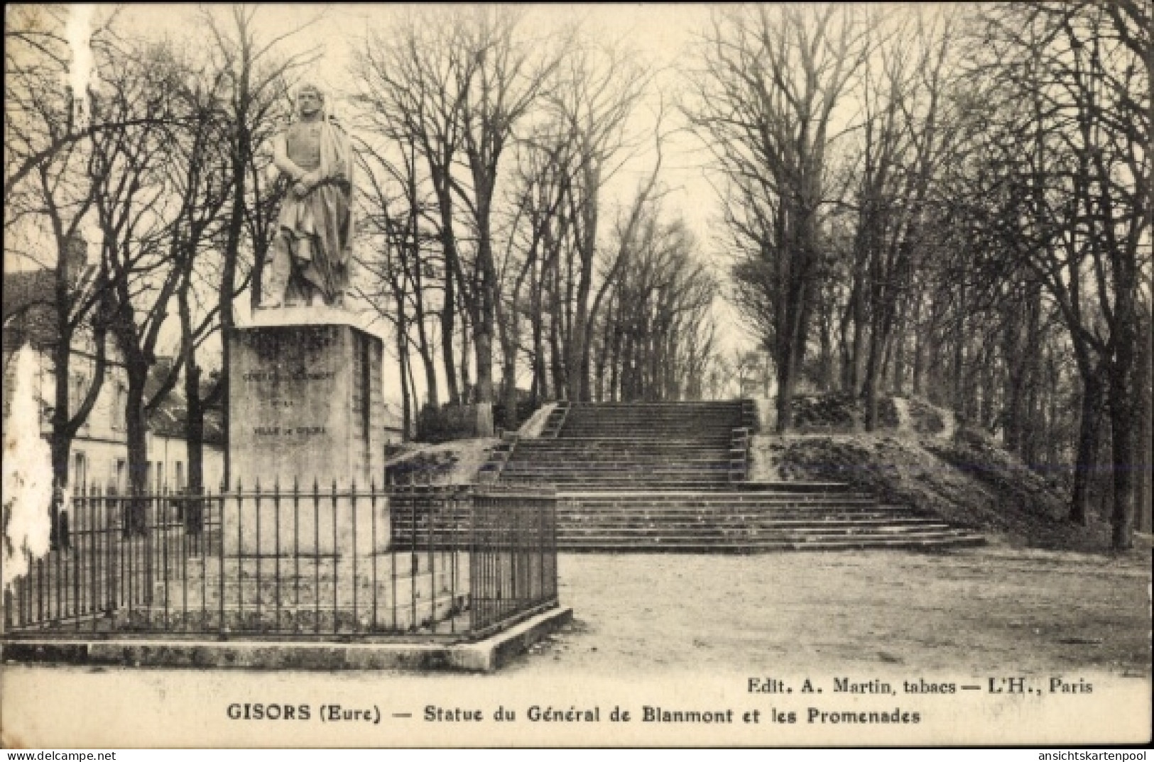 CPA Gisors Eure, Statue Du General De Blanmont, Promenades - Sonstige & Ohne Zuordnung