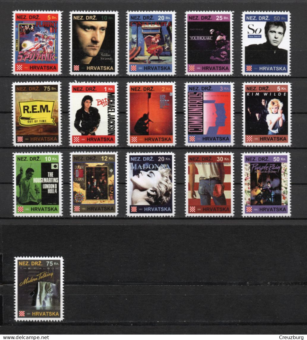 Duran Duran - Briefmarken Set Aus Kroatien, 16 Marken, 1993. Unabhängiger Staat Kroatien, NDH. - Croatie