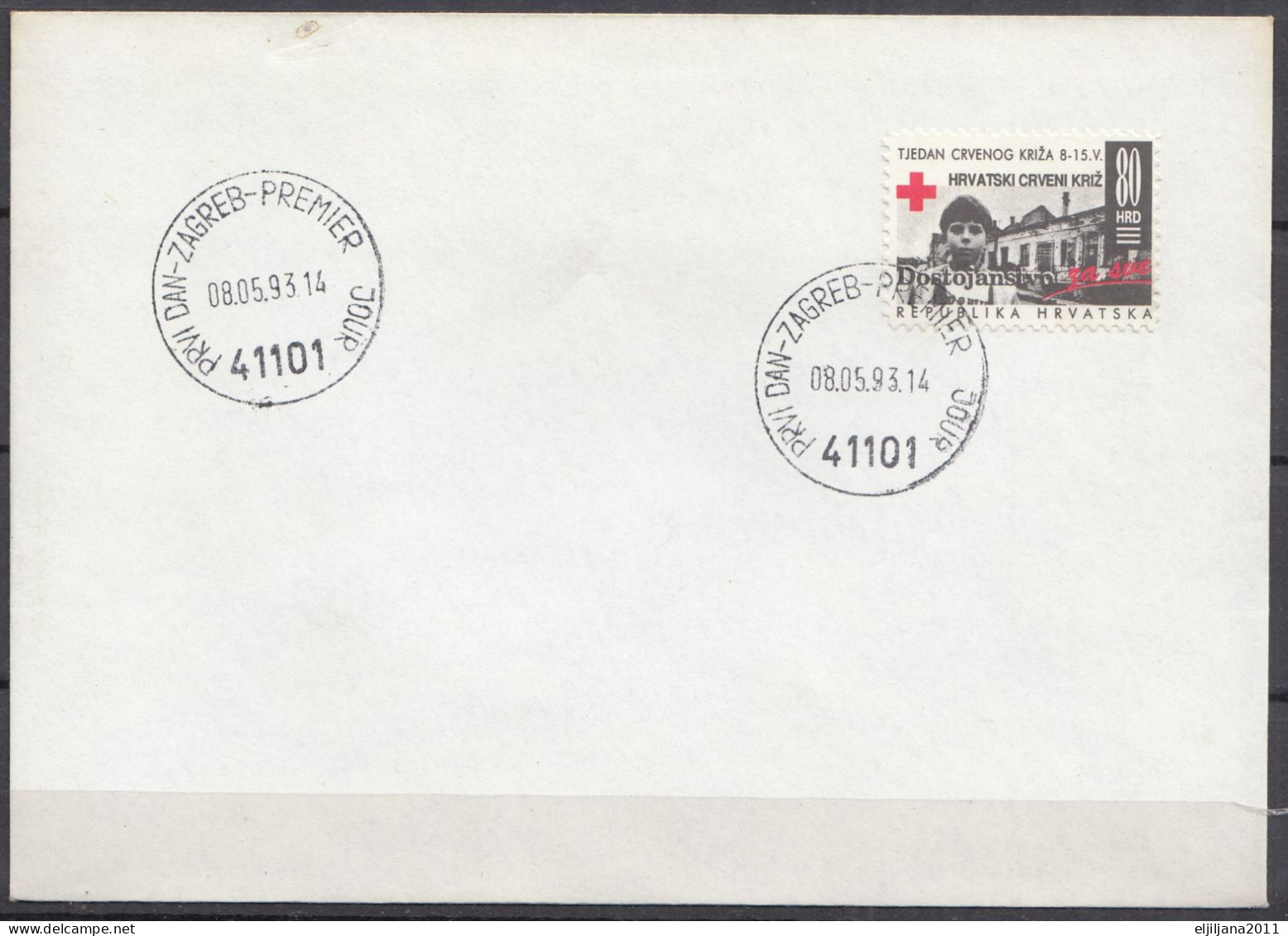 ⁕ CROATIA 1993 Hrvatska ⁕ Charity Stamp, Red Cross Mi.26 ⁕ First Day Cover / Premier Jour - Croatie