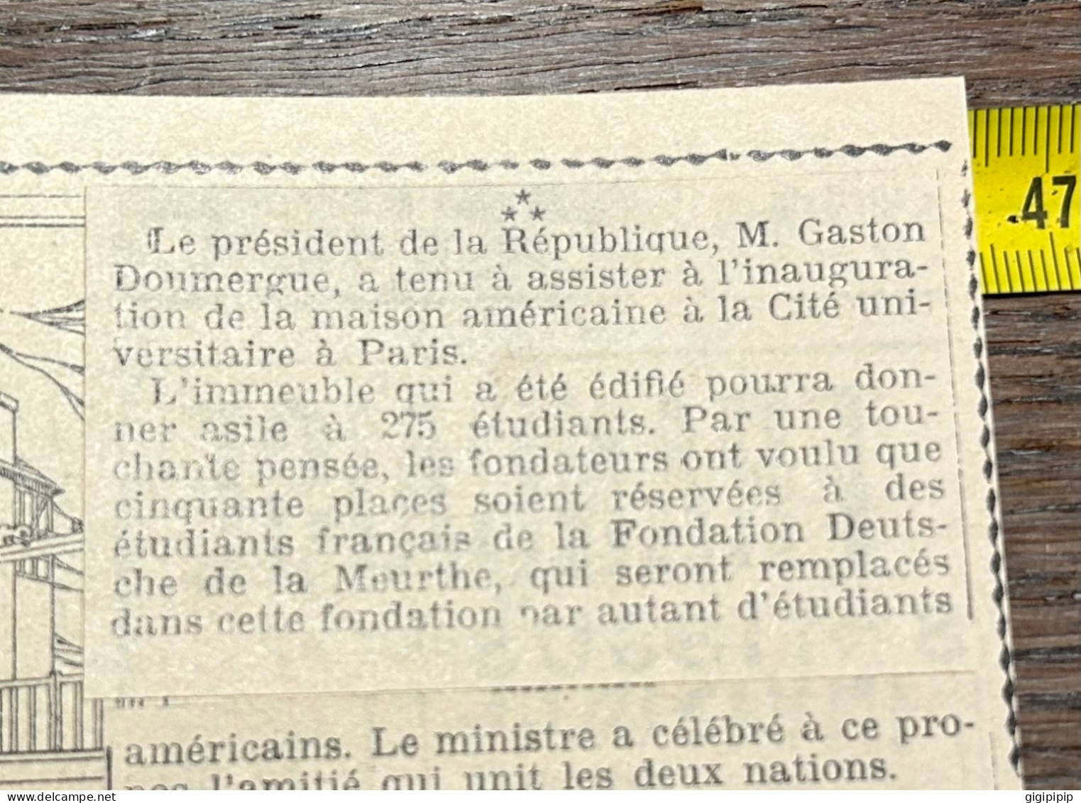 1930 GHI18 PAVILLON AMÉRICAIN A LA CITÉ UNIVERSITAIRE DE PARIS Inauguration - Collections