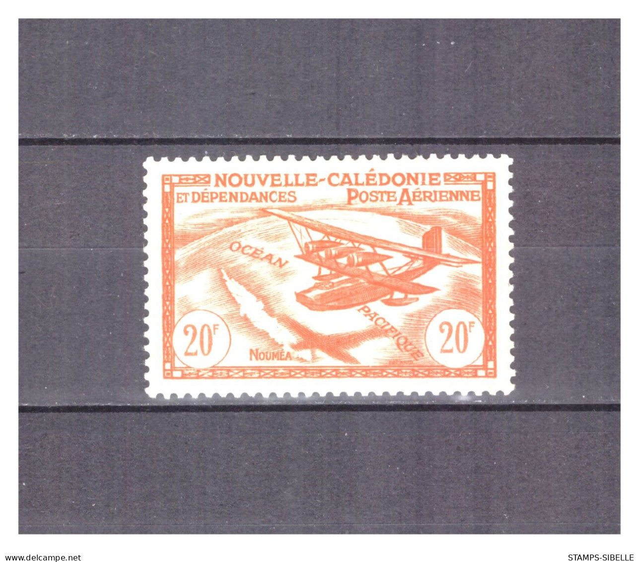 NOUVELLE  CALEDONIE .  PA  N °  44 .   20 F  ORANGE   .  NEUF  * . SUPERBE . - Ungebraucht