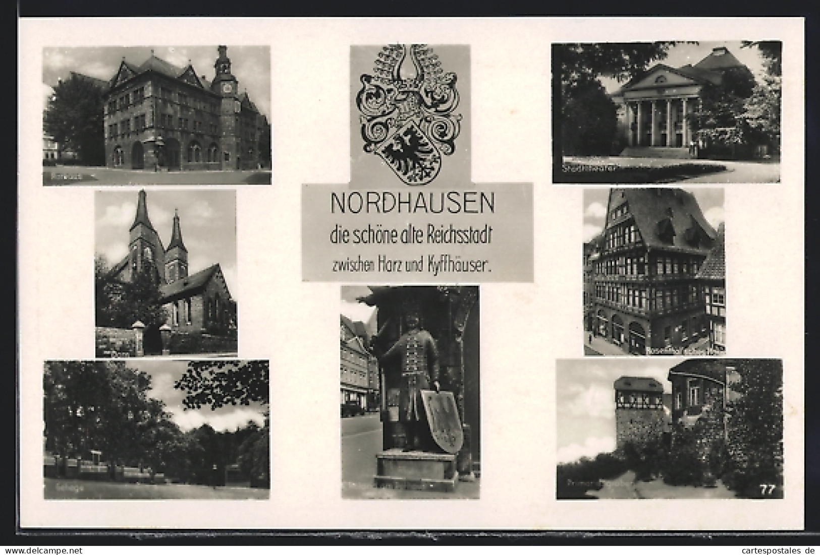 AK Nordhausen, Rosenthal`sche Haus, Gehege, Roland Am Rathaus  - Nordhausen