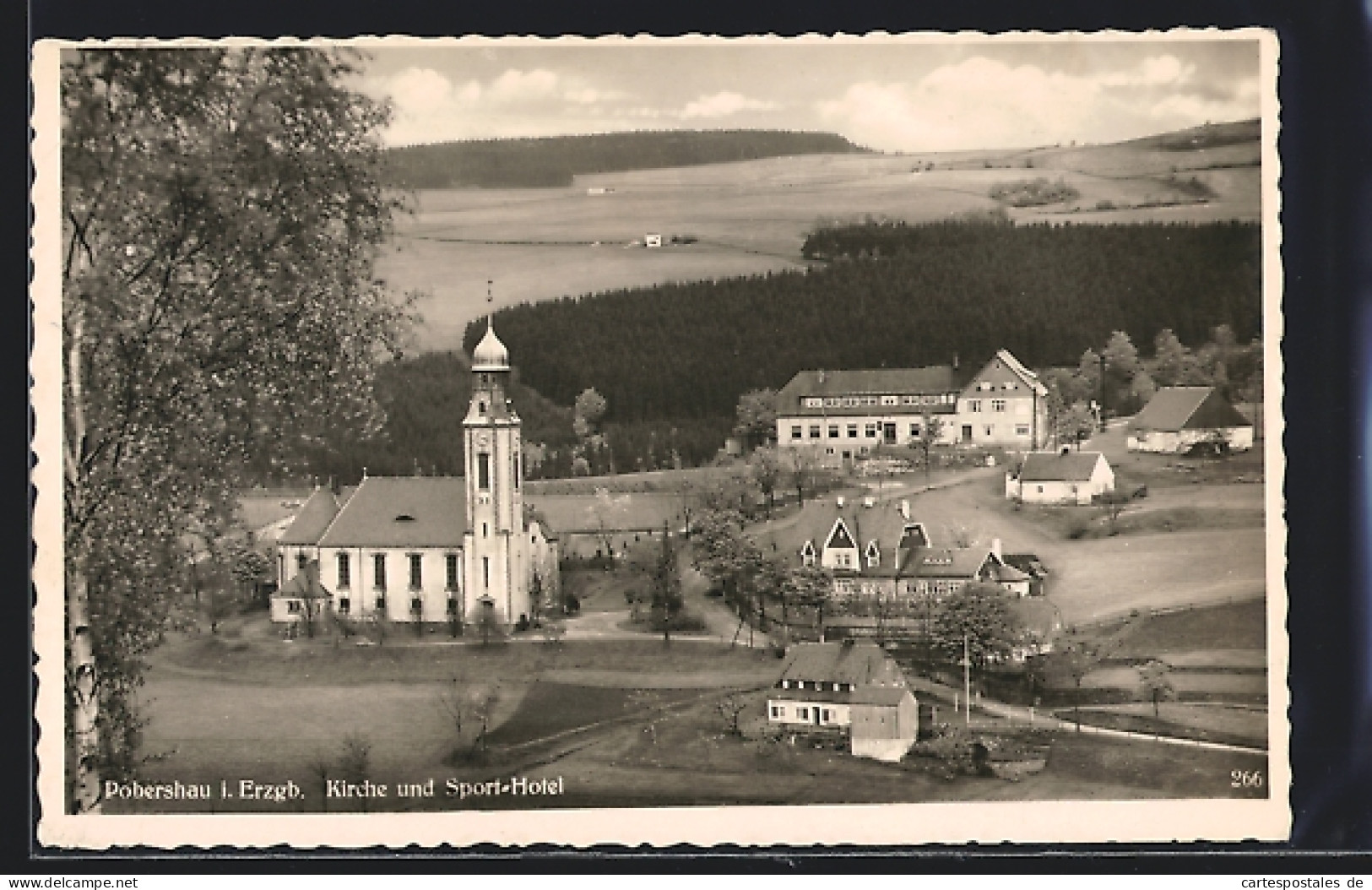 AK Pobershau I. Erzgeb., Kirche Und Sporthotel  - Autres & Non Classés