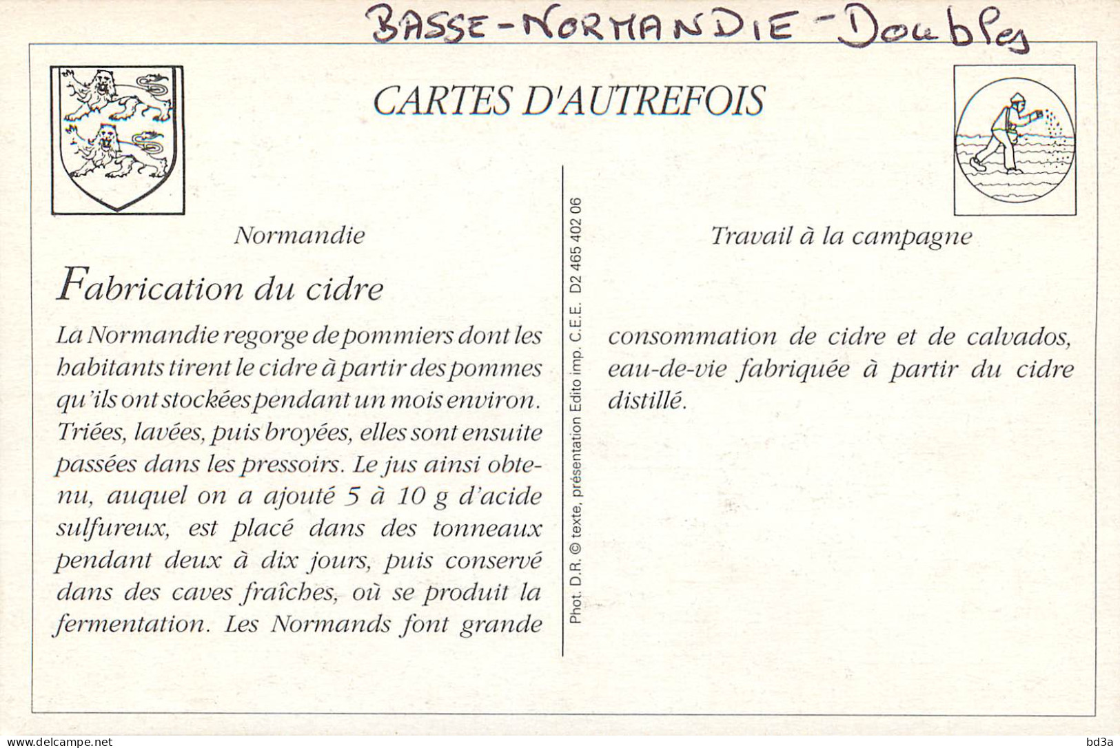 NORMANDIE FABRICATION DU CIDRE REPRODUCTION  - Haute-Normandie