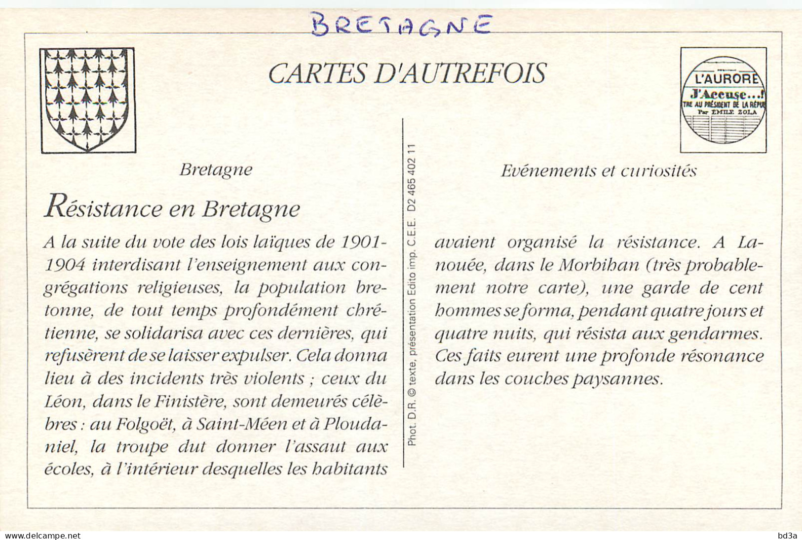 BRETAGNE LA FACTION  REPRODUCTION  - Bretagne