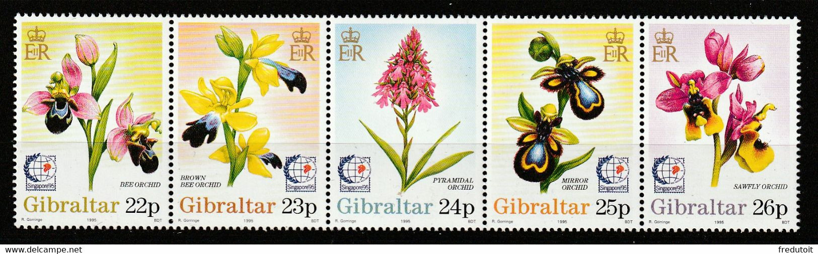 GIBRALTAR - N°731/5 ** (1995) Orchidées - Gibraltar