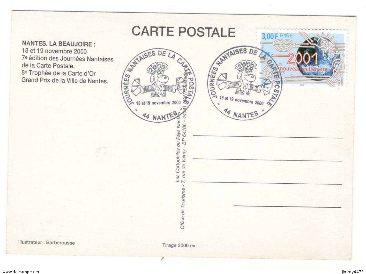 CPM - JOURNEES NANTAISES DE LA CARTE POSTALE - 18-19 Novembre 2000 - LA BEAUJOIRE - Illust. Barberousse - Bourses & Salons De Collections