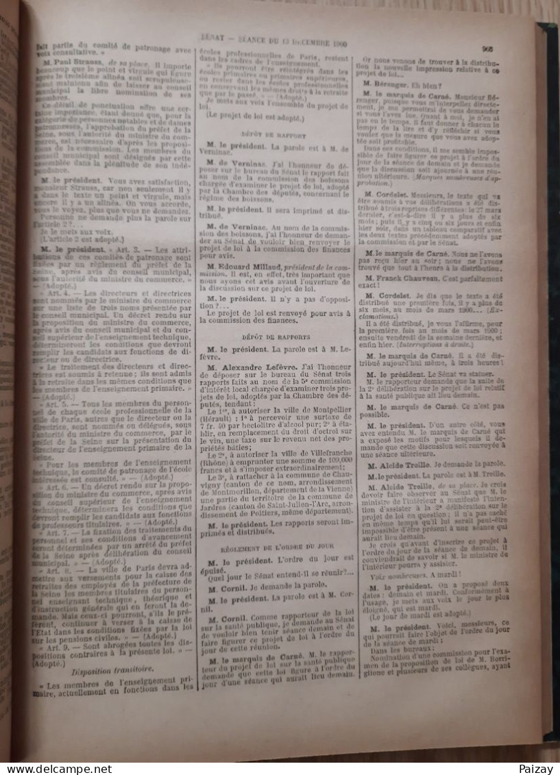 Le Journal Officiel Du Sénat Débats Parlementaire Session Extraordinaire De 1900 Novembre Et Décembre - 1801-1900