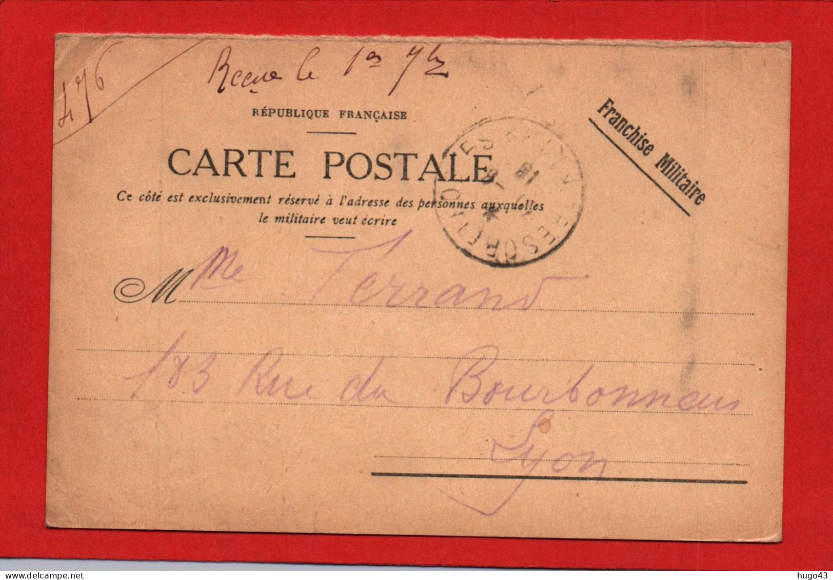 (RECTO / VERSO) CARTE POSTALE FRANCHISE MILITAIRE - CACHET TRESOR ET POSTES EN 1918 - Lettres & Documents