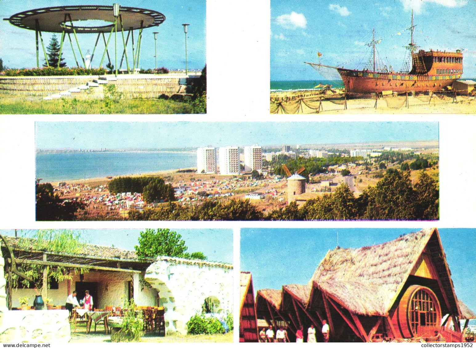 SUNNY BEACH, MULTIPLE VIEWS, ARCHITECTURE, SHIP, BEACH, INN, PANORAMA, BULGARIA, POSTCARD - Bulgarie