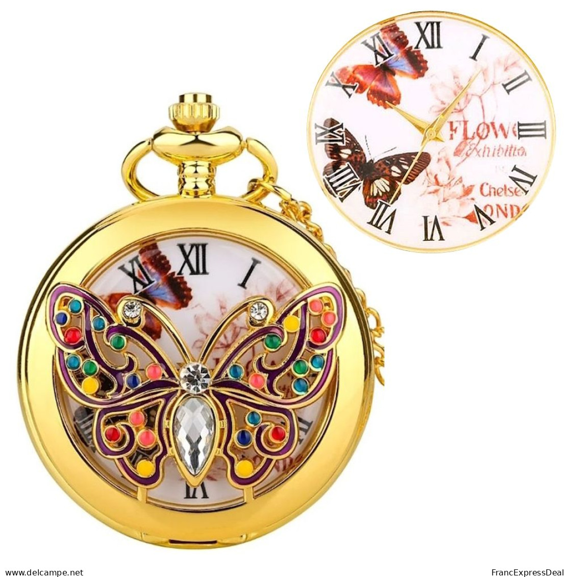 Montre Gousset NEUVE - Papillons - Taschenuhren